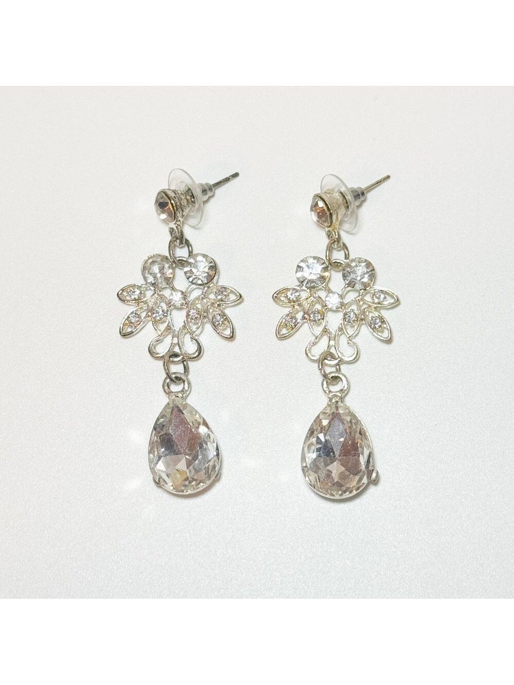 Sparkling Silver Crystal Drop Earrings